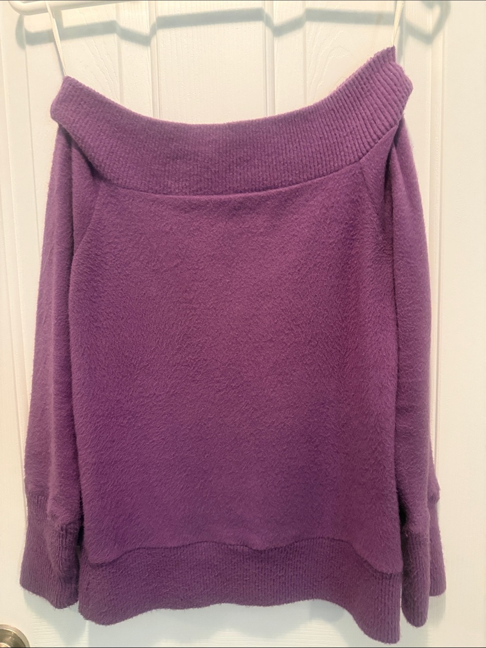 Women’s Off-Shoulder terry Purple Sweater